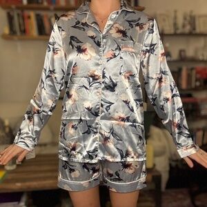 Faux silk pajama set